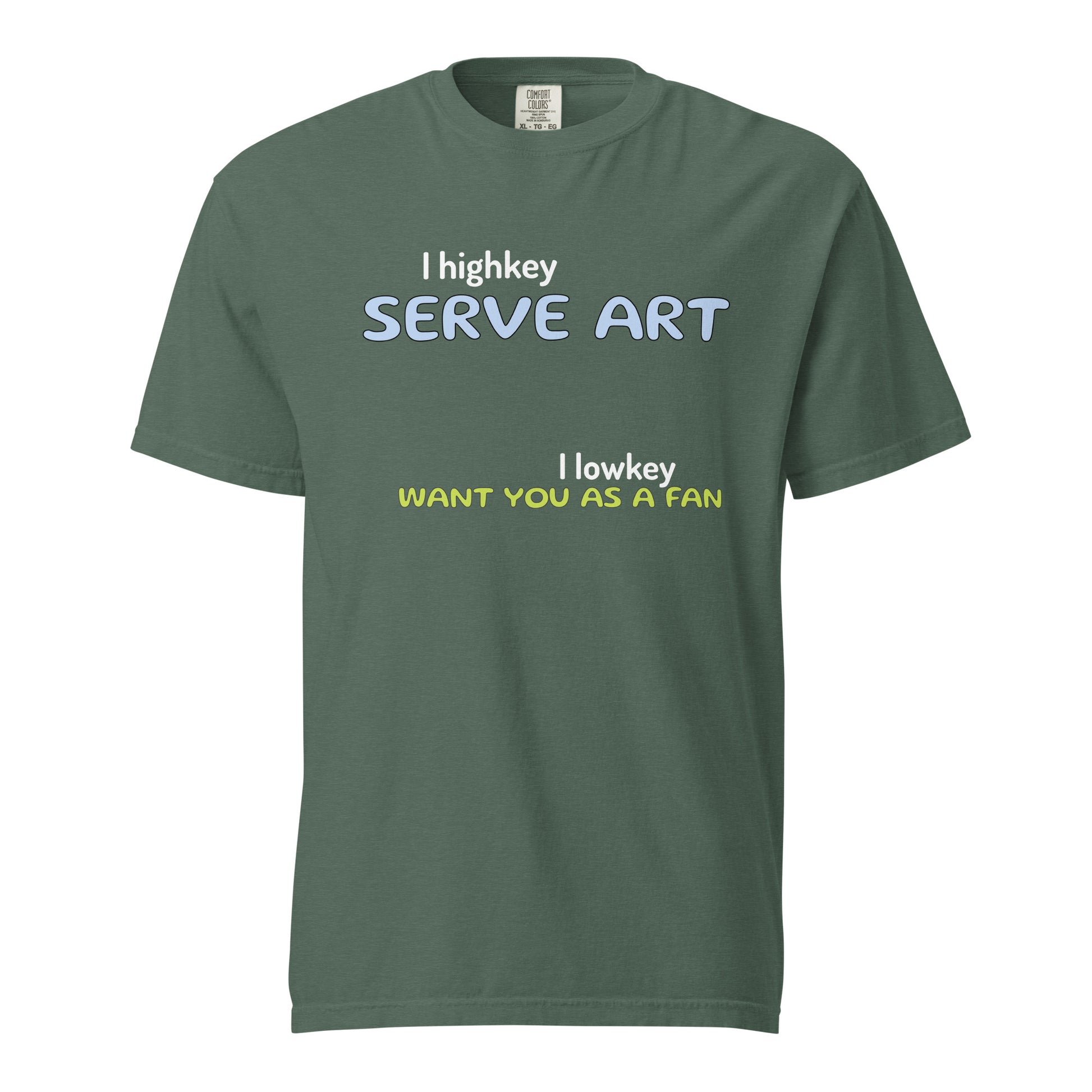 Discover the "I Serve Art" Tee from the Let 'Em Know Collection. Bold, clever texts that speak volumes and turn chance meetings into your next biggest fans. Let 'em know who you are, and watch your squad grow!