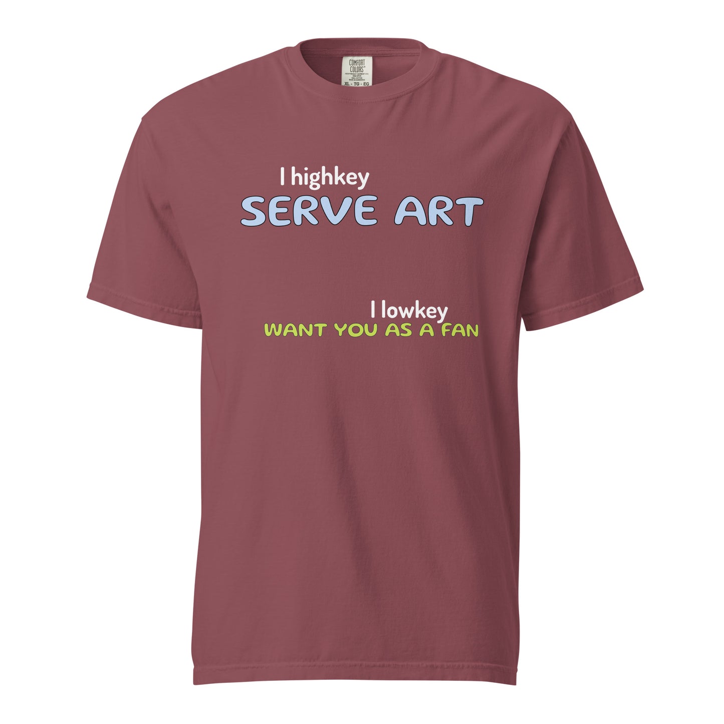Discover the "I Serve Art" Tee from the Let 'Em Know Collection. Bold, clever texts that speak volumes and turn chance meetings into your next biggest fans. Let 'em know who you are, and watch your squad grow!