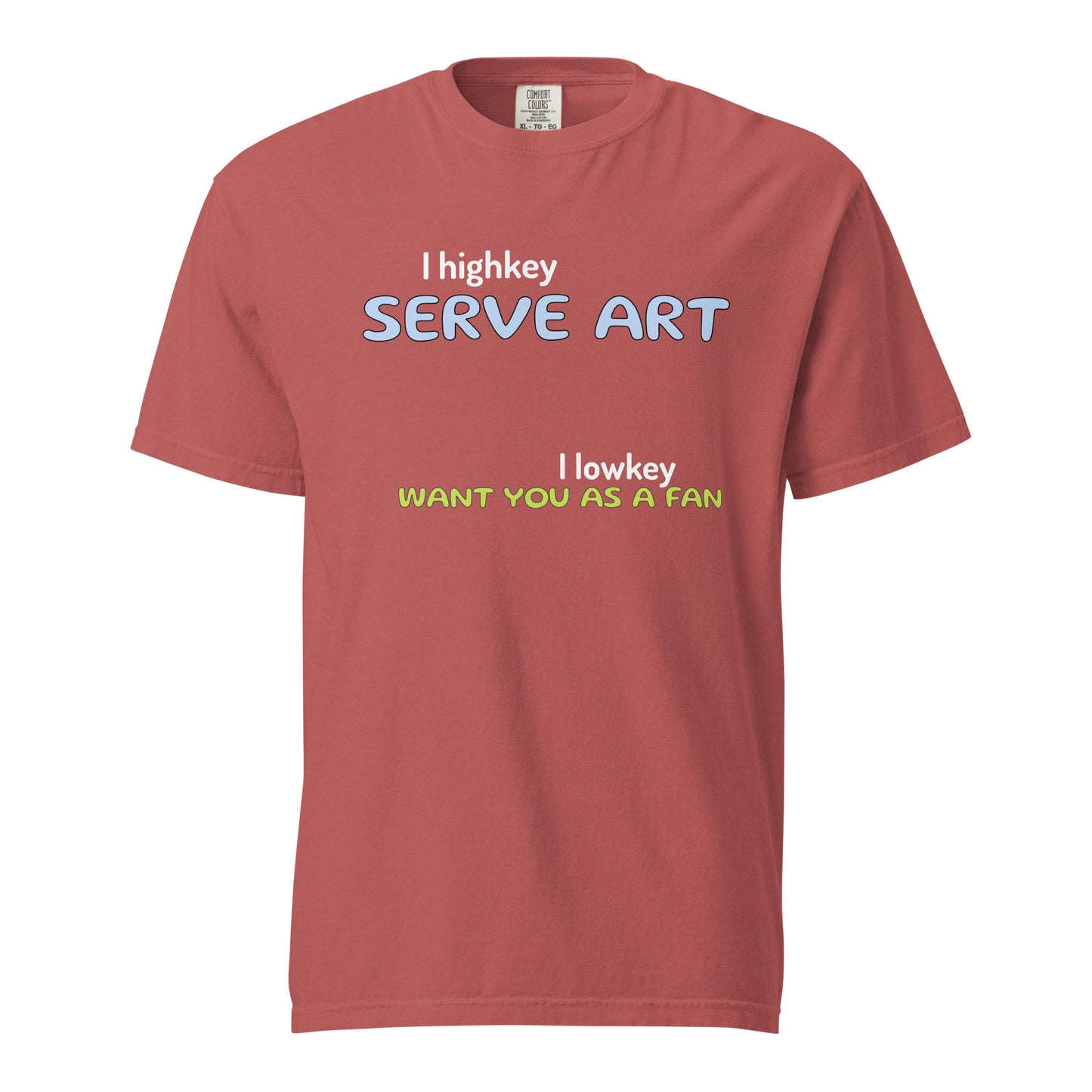 Discover the "I Serve Art" Tee from the Let 'Em Know Collection. Bold, clever texts that speak volumes and turn chance meetings into your next biggest fans. Let 'em know who you are, and watch your squad grow!