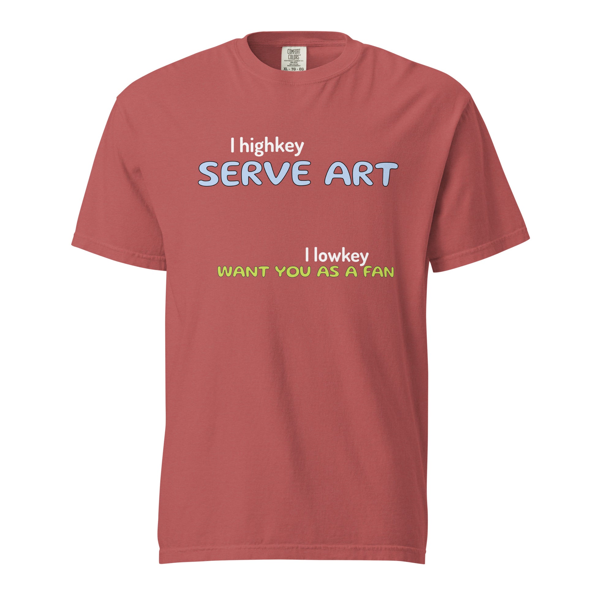 Discover the "I Serve Art" Tee from the Let 'Em Know Collection. Bold, clever texts that speak volumes and turn chance meetings into your next biggest fans. Let 'em know who you are, and watch your squad grow!