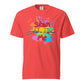 “Stan Me, Artist in Residence” tees featuring paint splatter designs, blending artistic creativity with stan culture. Available in 8 unique styles. Perfect for artists looking to attract fans and gigs. orange tee