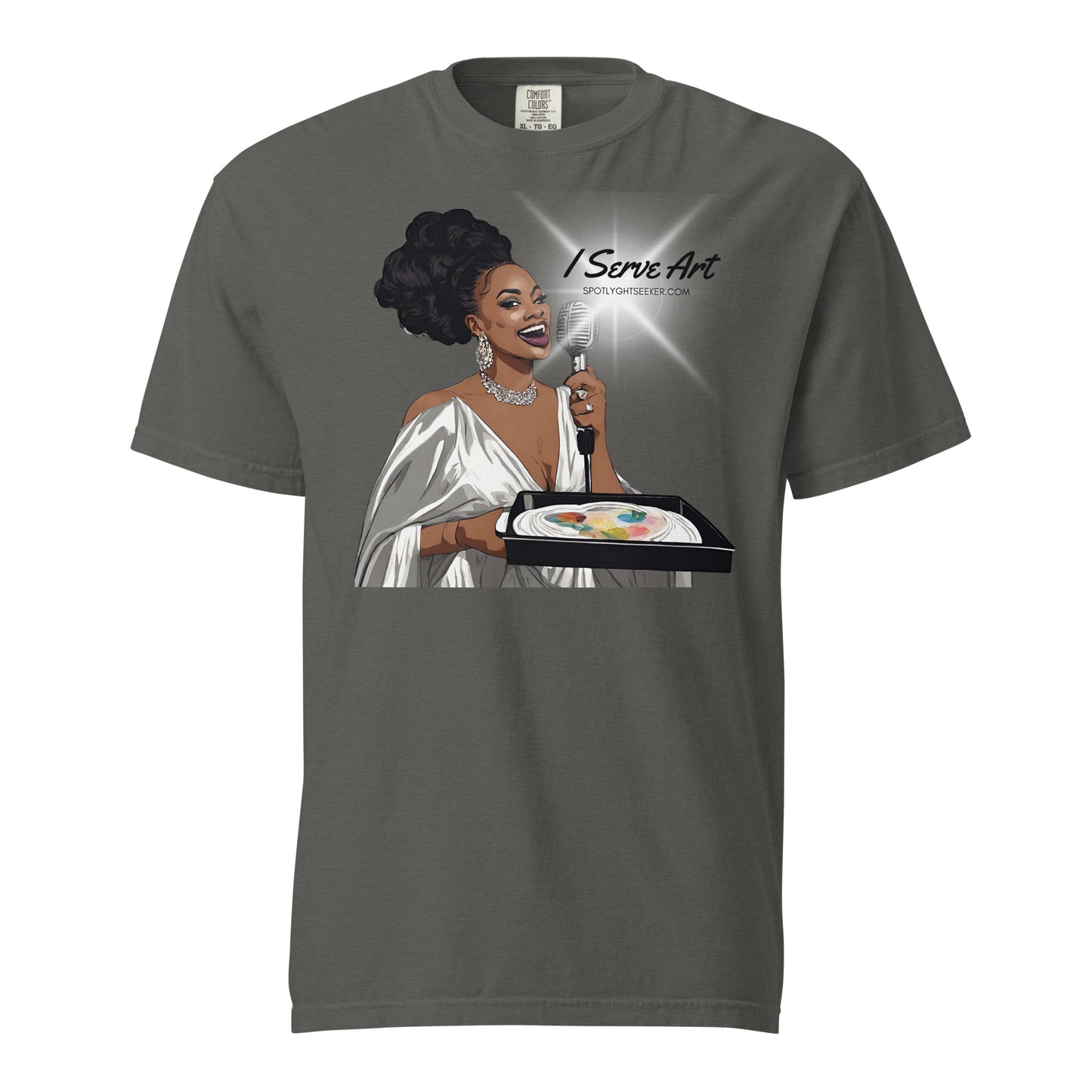 I Serve Art Silver Goddess Heavyweight Unisex T-Shirt