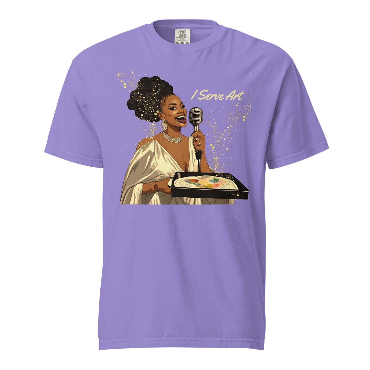 I Serve Art Golden Goddess Heavyweight Unisex Dark Colored T-Shirt