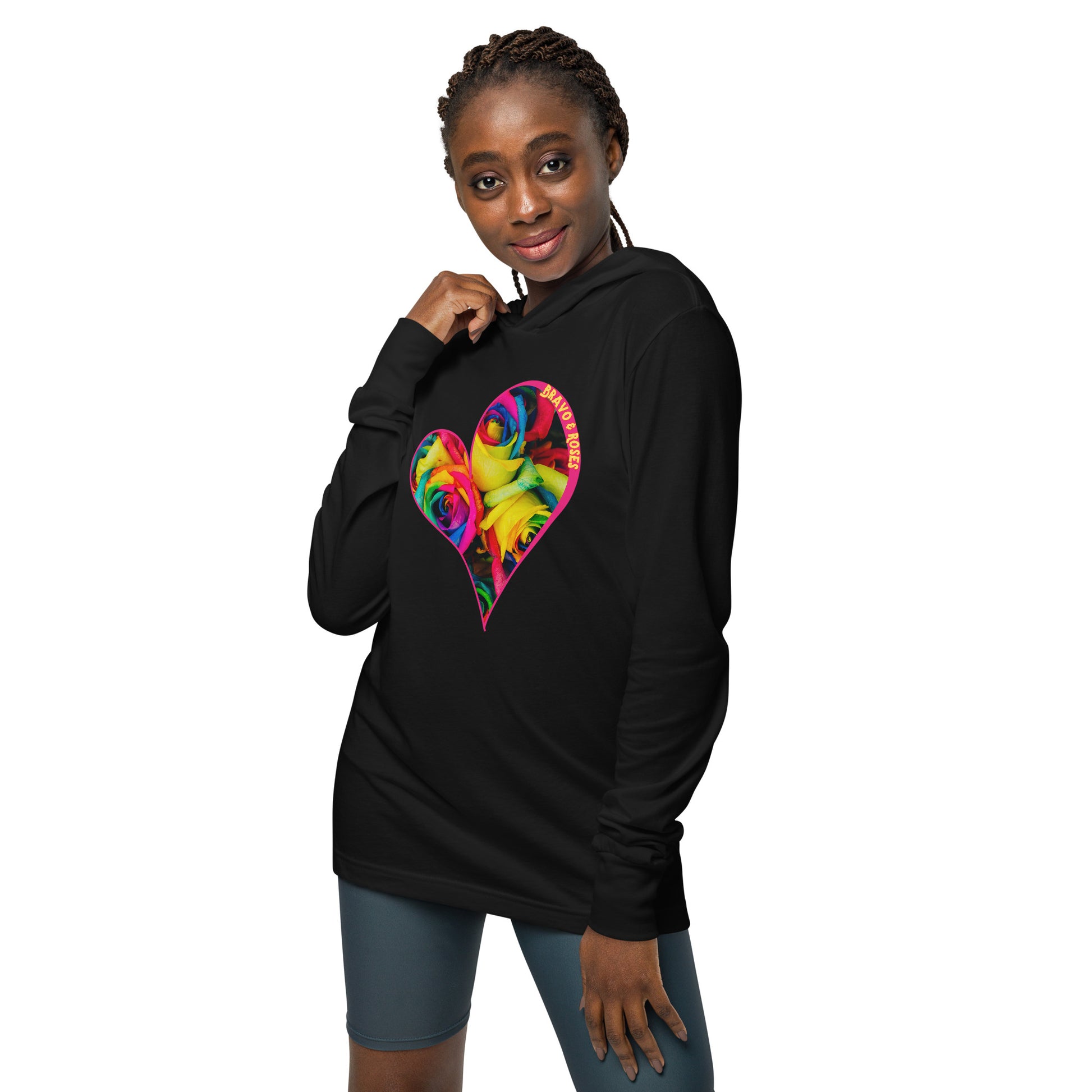 Bravo & Roses Hooded Long-Sleeve Tee - Bouquet: A stylish and comfortable hooded tee, because artists deserve praise. Featuring intricate designs and vibrant colors, it's perfect for expressing your unique fashion sense.