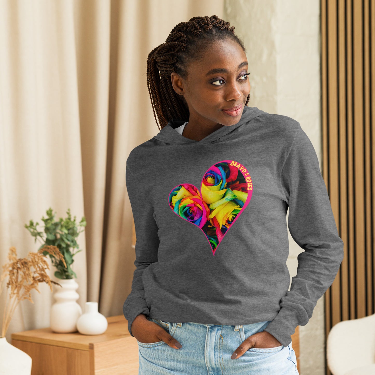 Bravo & Roses Hooded Long-Sleeve Tee - Bouquet: A stylish and comfortable hooded tee, because artists deserve praise. Featuring intricate designs and vibrant colors, it's perfect for expressing your unique fashion sense.