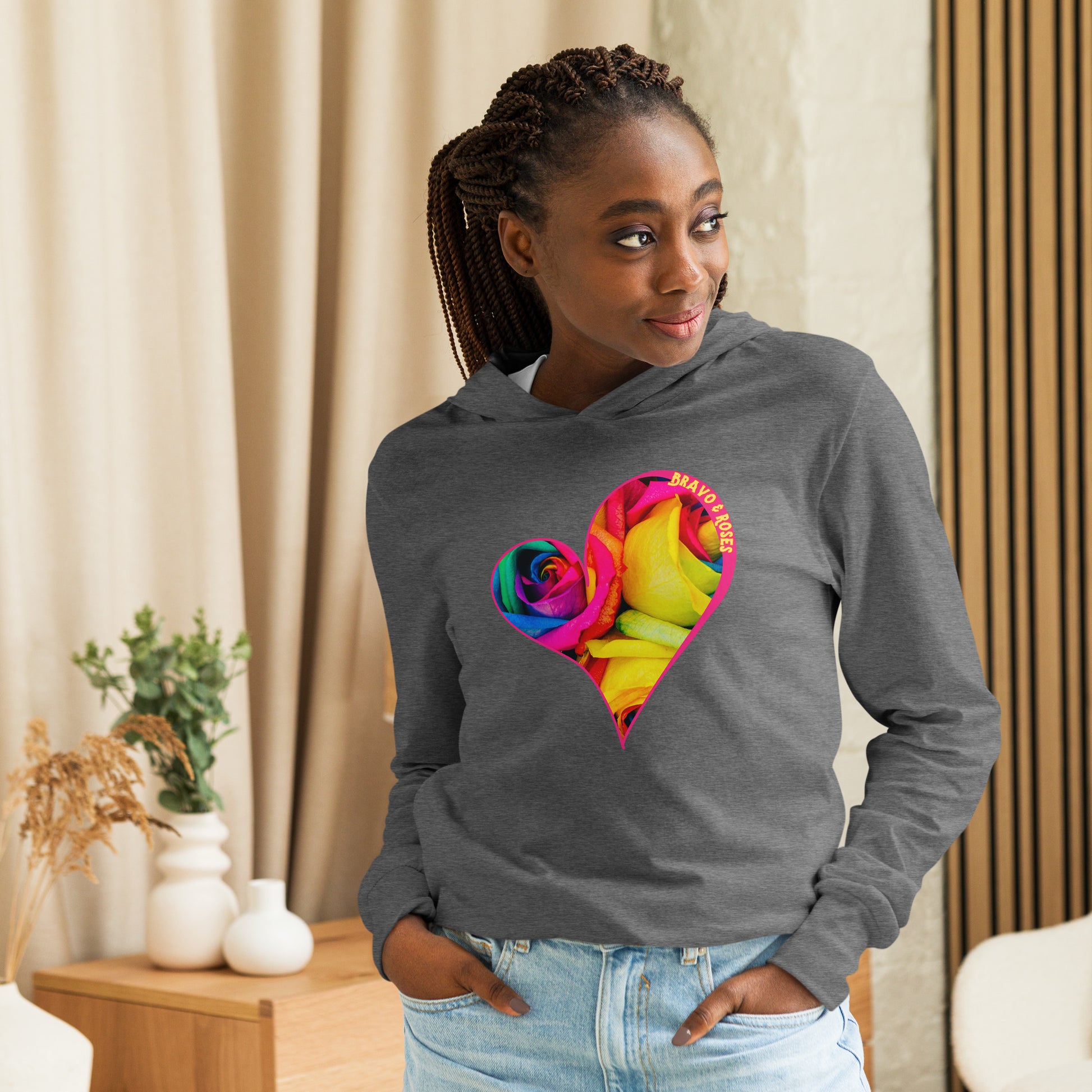 Bravo & Roses Hooded Long-Sleeve Tee - Bouquet: A stylish and comfortable hooded tee, because artists deserve praise. Featuring intricate designs and vibrant colors, it's perfect for expressing your unique fashion sense.