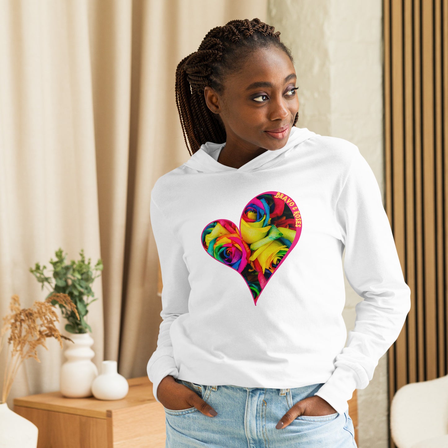 Bravo & Roses Hooded Long-Sleeve Tee - Bouquet: A stylish and comfortable hooded tee, because artists deserve praise. Featuring intricate designs and vibrant colors, it's perfect for expressing your unique fashion sense.