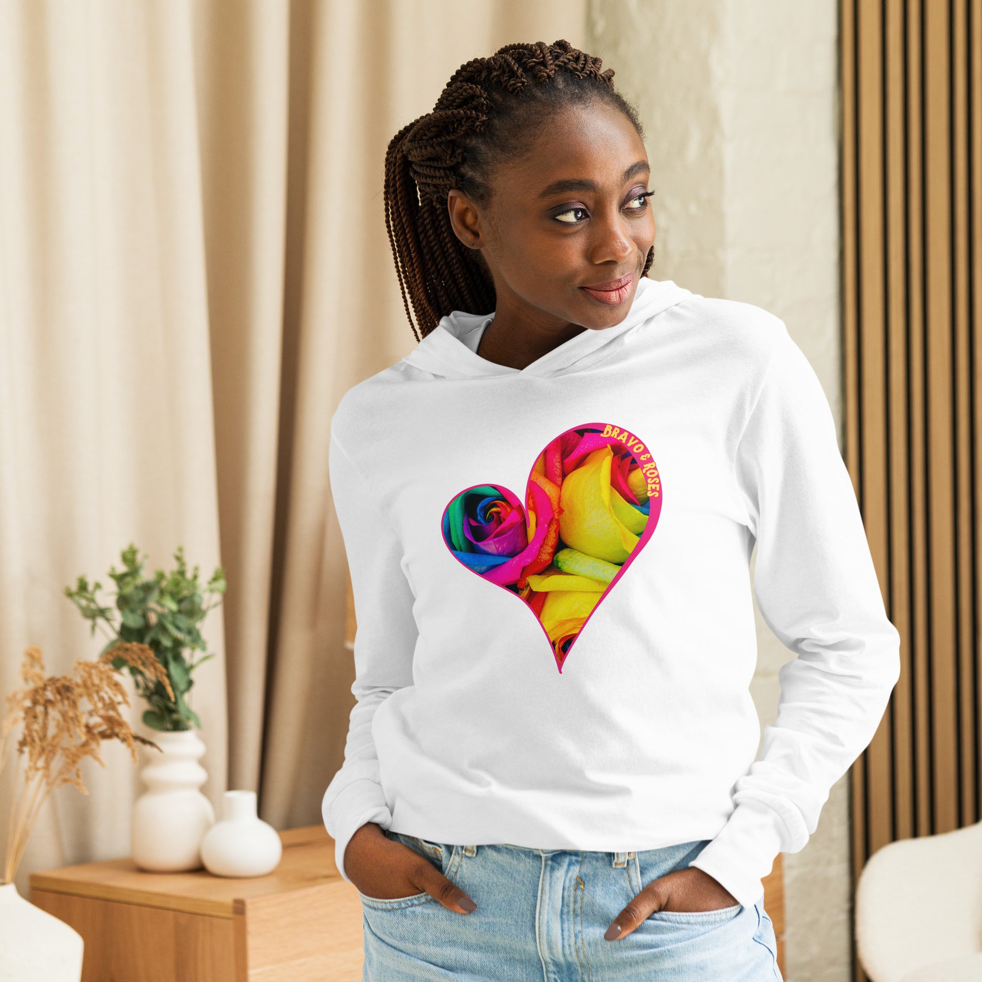 Bravo & Roses Hooded Long-Sleeve Tee - Bouquet: A stylish and comfortable hooded tee, because artists deserve praise. Featuring intricate designs and vibrant colors, it's perfect for expressing your unique fashion sense.