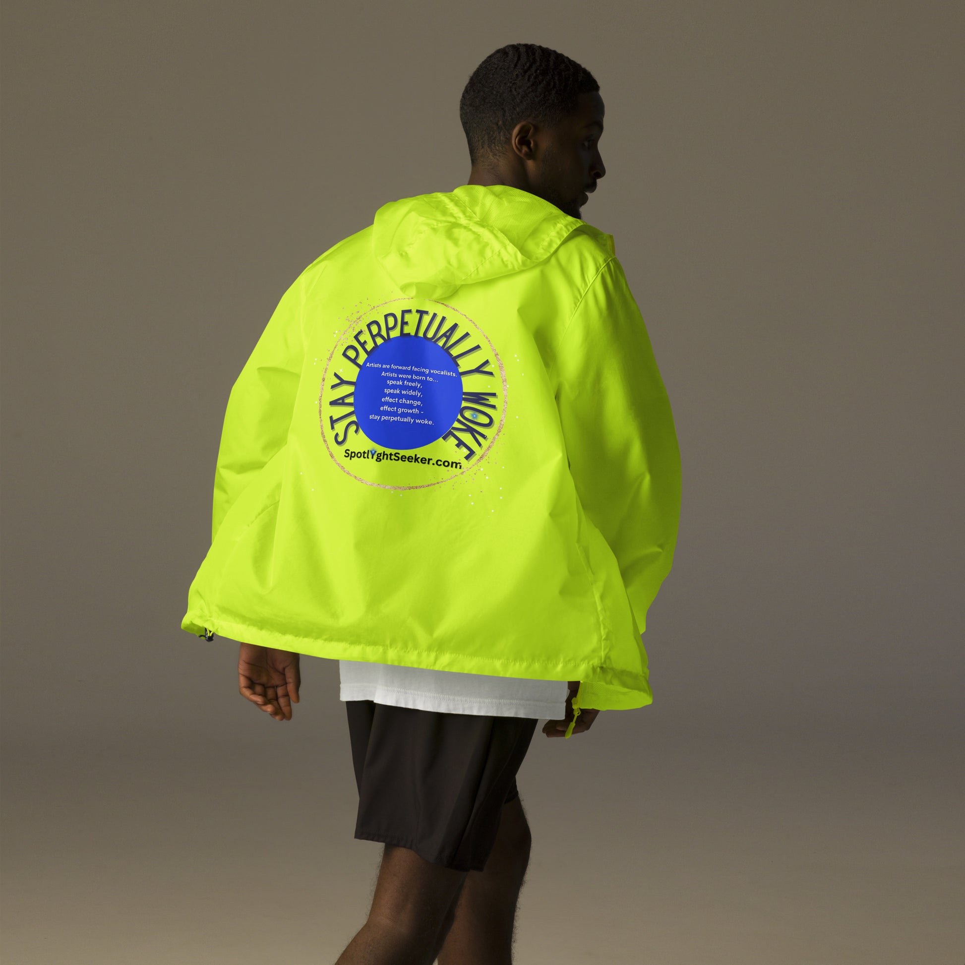 Stay Perpetually Woke' Artist Windbreaker - Embodying creativity, confidence, and artistic expression.