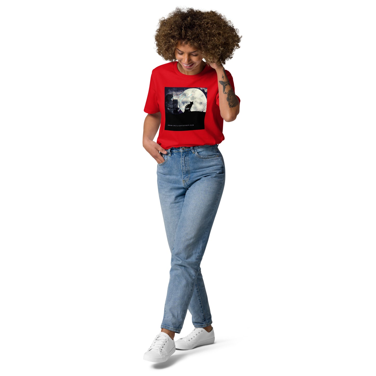 Cat Call Unisex Organic Cotton T-Shirt - Cat Moon