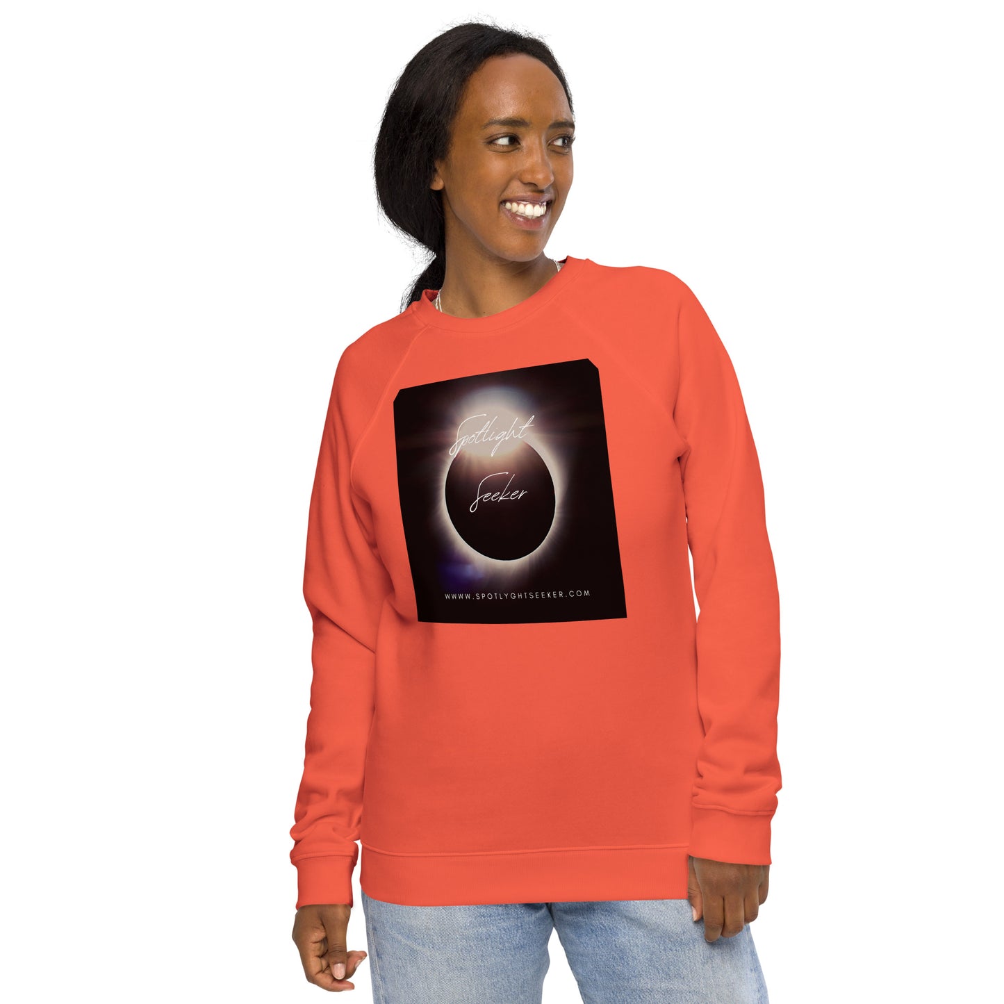 Image of the Moonlit SpotlYght Unisex Eco Sweatshirt, a stylish and comfortable sweatshirt reflecting the artistic birthright and featuring a captivating design inspired by moonlit nights. Crafted from eco-friendly materials. 🌙🎨