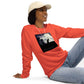 Image of the Cat Call Unisex Fitted Eco Sweatshirt - 'Cat Moon' design, a sleek and cozy sweatshirt symbolizing artists' claim to the spotlight, featuring a captivating cat and moon motif. Crafted from eco-friendly materials. 🎨🌙