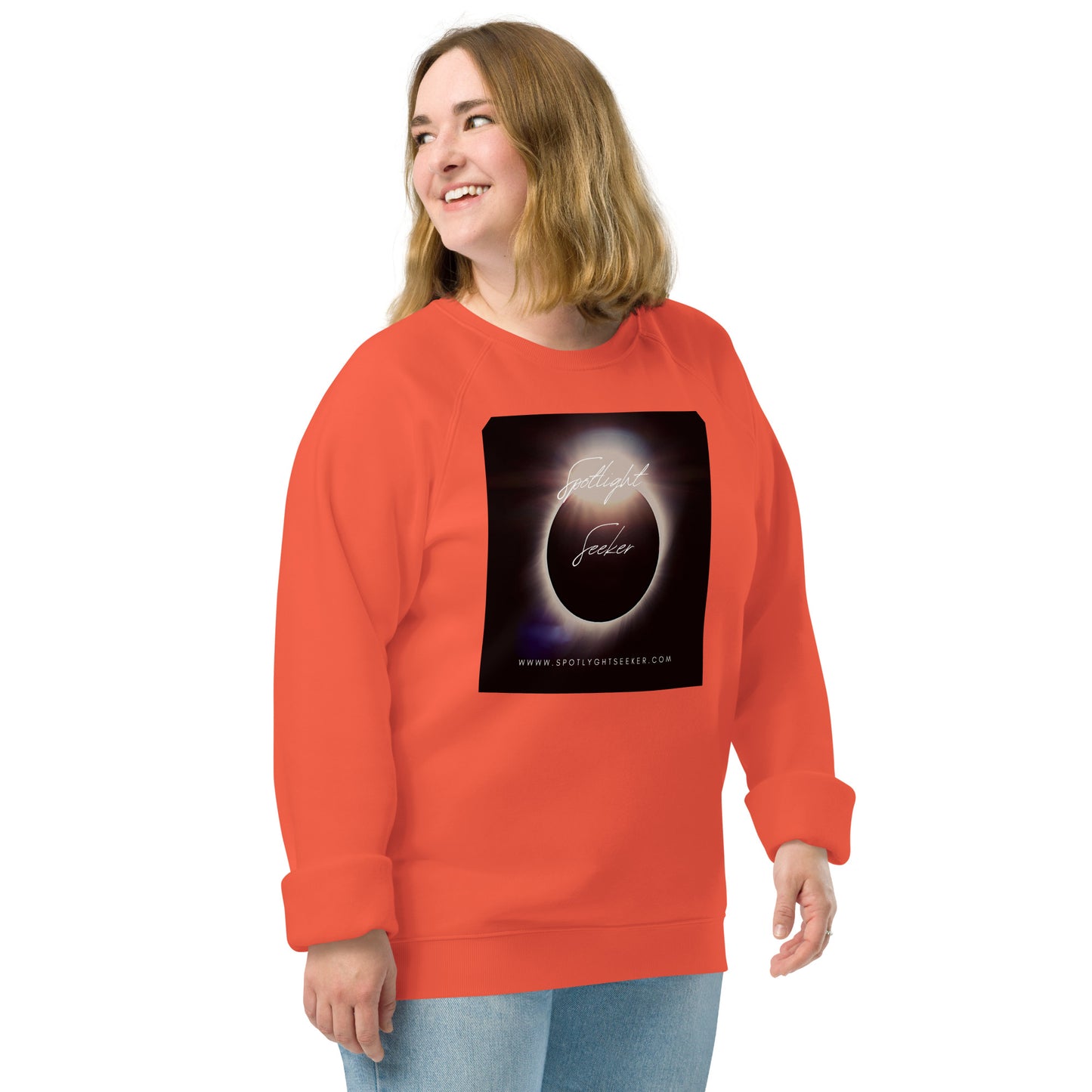 Image of the Moonlit SpotlYght Unisex Eco Sweatshirt, a stylish and comfortable sweatshirt reflecting the artistic birthright and featuring a captivating design inspired by moonlit nights. Crafted from eco-friendly materials. 🌙🎨