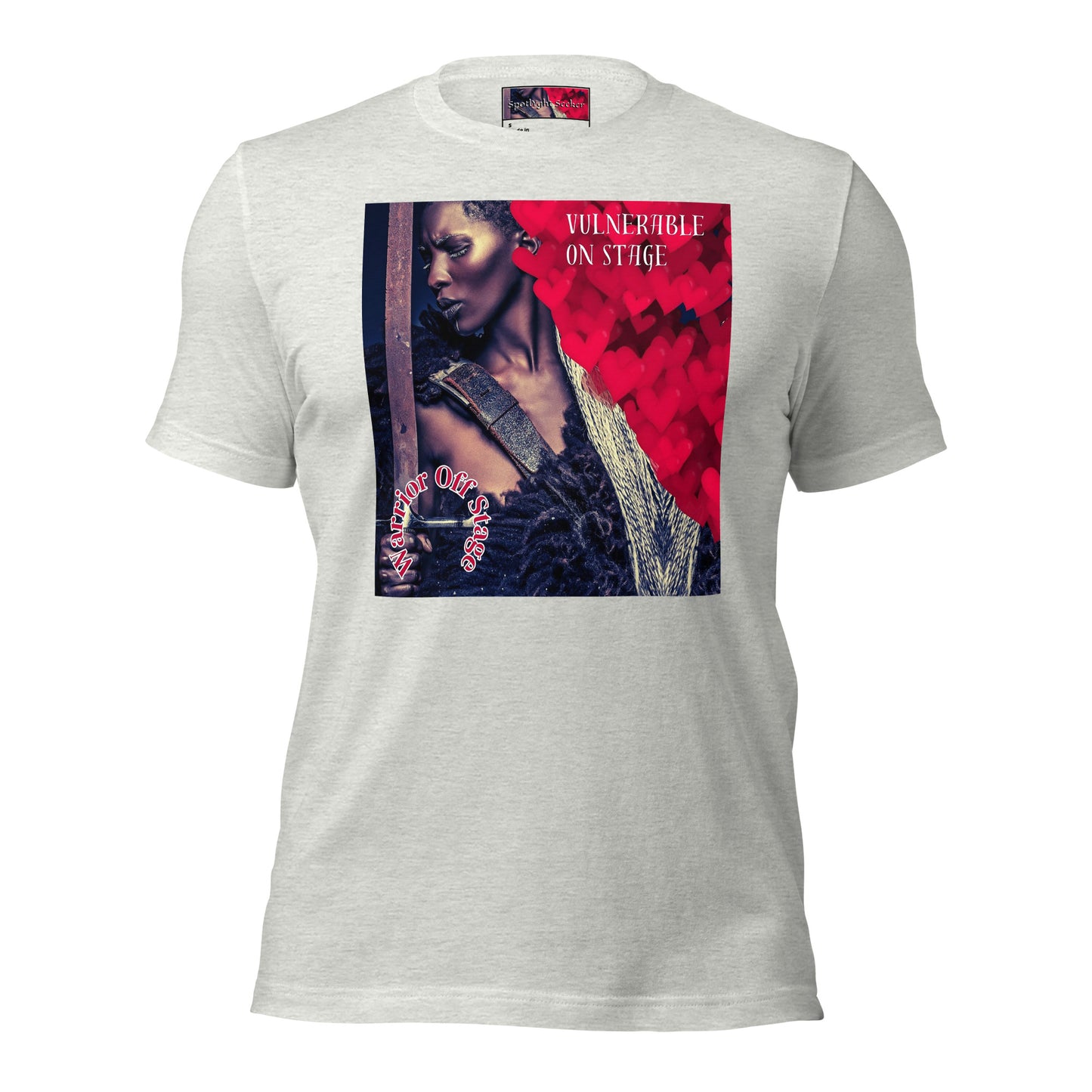 Unleash the Vulnerable Warrior in you with the new Unisex Vulnerable Warrior T-Shirt - BFA2. Strike the perfect balance between vulnerability on stage and warrior strength off it. Own your journey fearlessly!