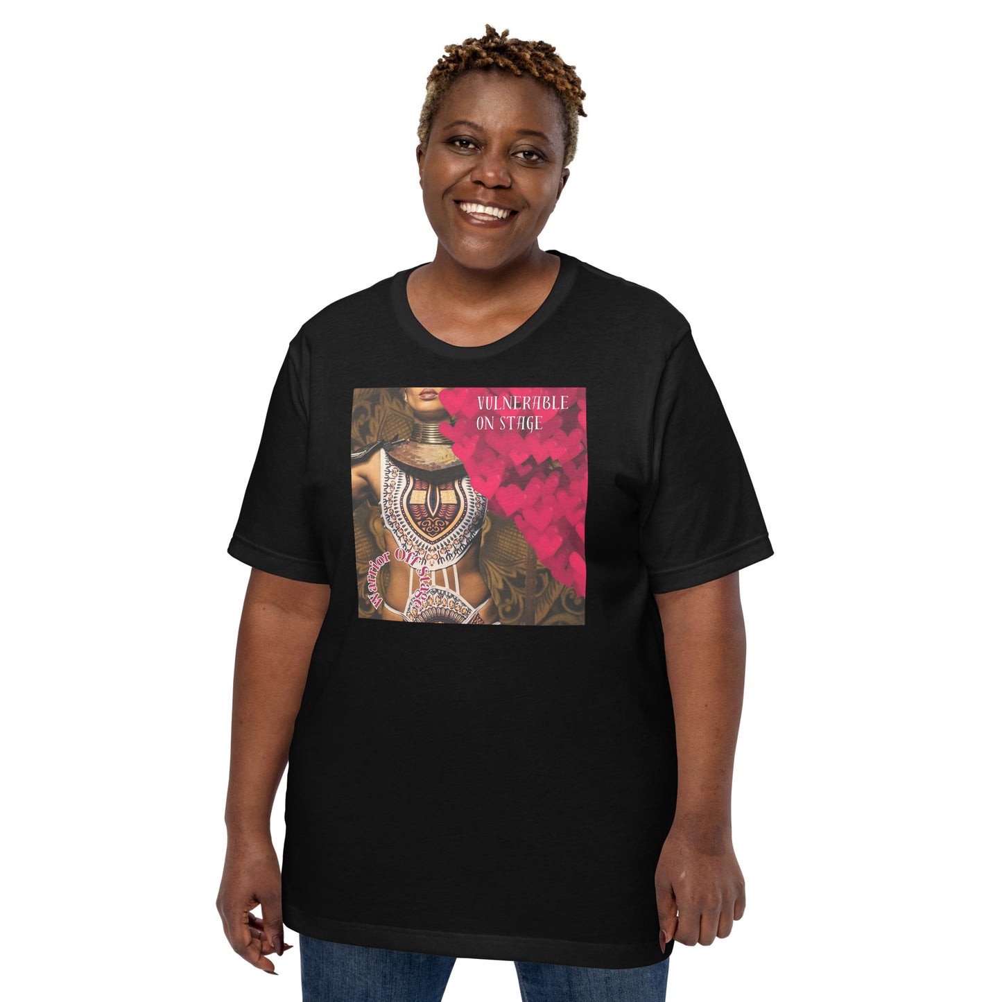 Unleash your vibe with the Unisex Artist Vulnerable Warrior T-Shirt - BFA1. This ain't just a tee; it's a power move for Black Female Artists (BFA). Rock authenticity on stage, warrior vibes off stage. Your style, your strength, your statement in the world of art and beyond.