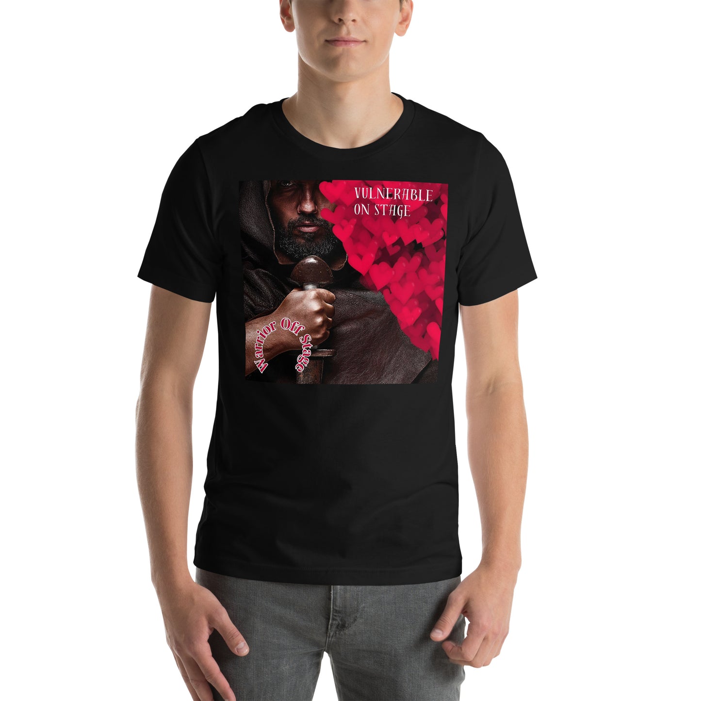 Unveil your artistic journey with the BAM1 Vulnerable Warrior T-Shirt. Onstage vulnerability reveals the artist's soul; offstage, transform into a warrior, guarding profound truths. Embrace the delicate dance with authenticity and resilience in this living masterpiece.
