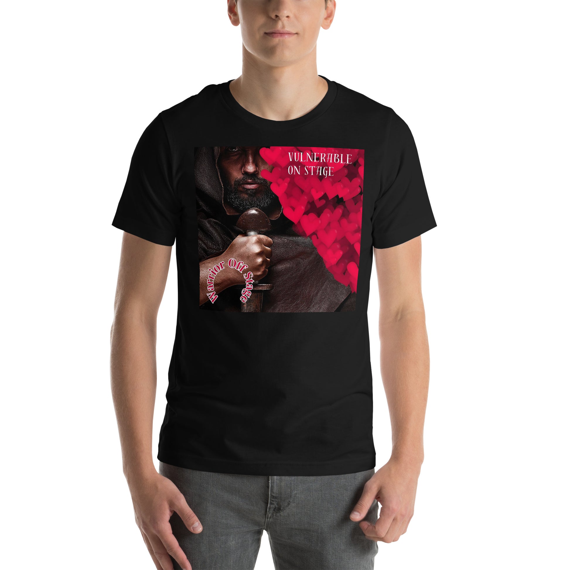 Unveil your artistic journey with the BAM1 Vulnerable Warrior T-Shirt. Onstage vulnerability reveals the artist's soul; offstage, transform into a warrior, guarding profound truths. Embrace the delicate dance with authenticity and resilience in this living masterpiece.