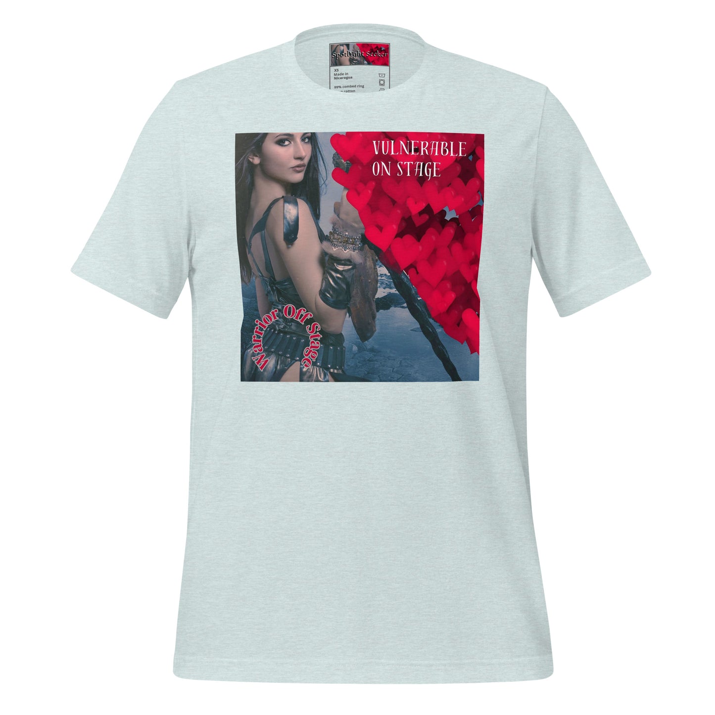 BRFA ROSE Vulnerable Artist Unisex Tee - Embrace authenticity and shield yourself from judgment with our empowering tee. Crush negative vibes and own your spotlight with every wear. Heather Prism Ice Blue Colored