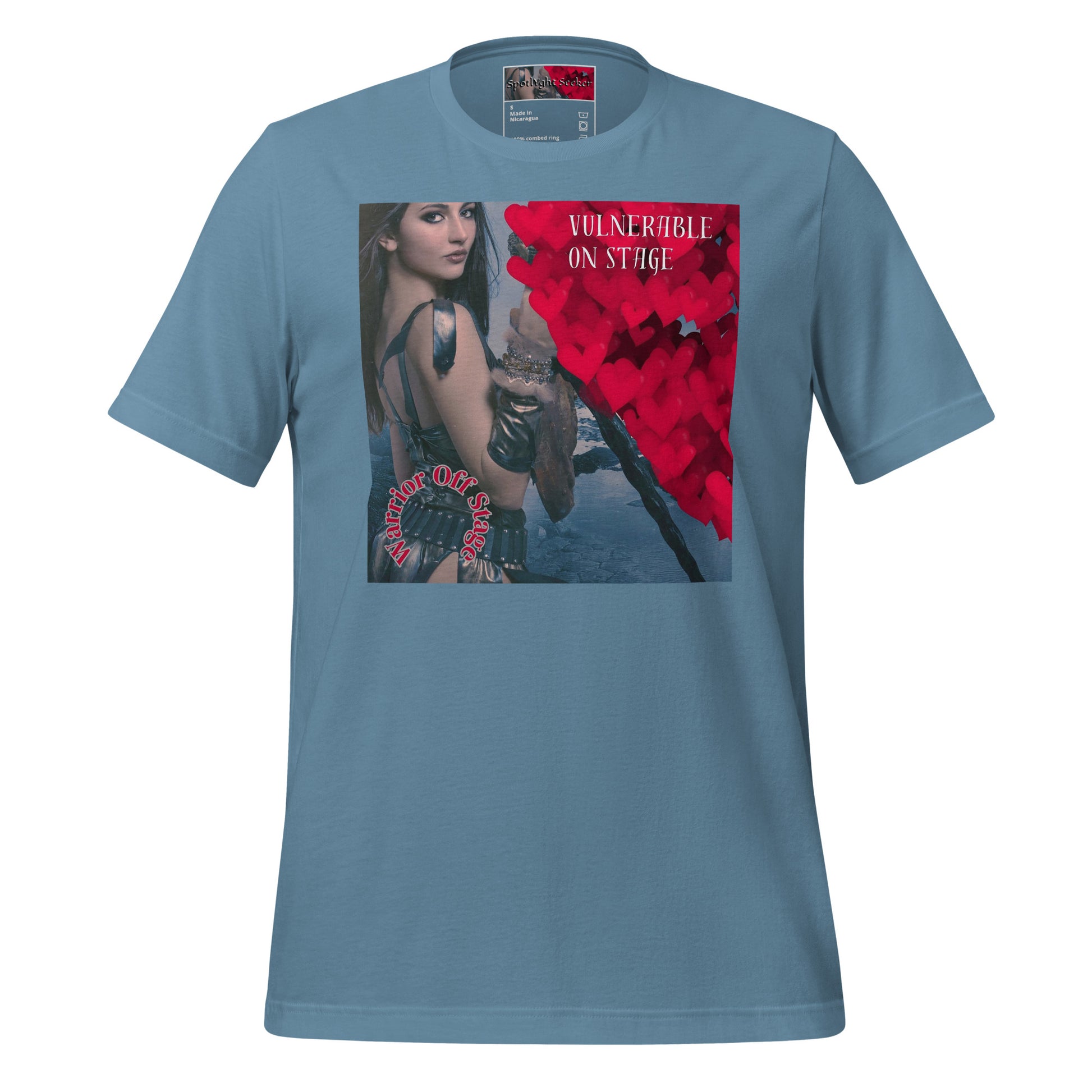 BRFA ROSE Vulnerable Artist Unisex Tee - Embrace authenticity and shield yourself from judgment with our empowering tee. Crush negative vibes and own your spotlight with every wear. Steel Blue