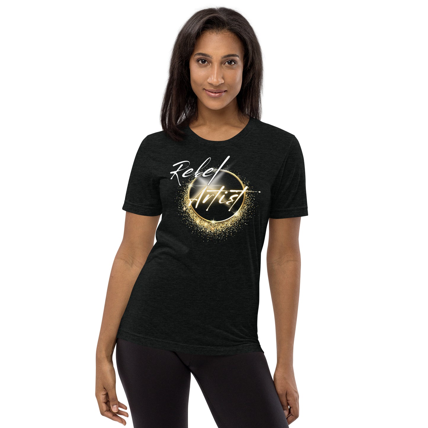 Rebel Artist Short Sleeve T-Shirt: A dynamic, lightning bolt-inspired design in Solid Black, Charcoal Black, and Emerald colors. Crafted from airy triblend fabric for ultimate comfort and freedom. Unleash your creativity and courage with this expressive and liberating t-shirt. ⚡🖤🌑 #FashionFreedom #RebelArtistApparel