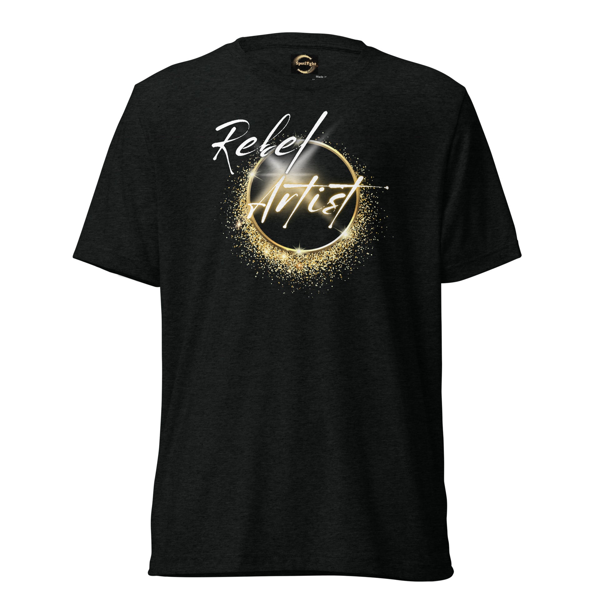 Rebel Artist Short Sleeve T-Shirt: A dynamic, lightning bolt-inspired design in Solid Black, Charcoal Black, and Emerald colors. Crafted from airy triblend fabric for ultimate comfort and freedom. Unleash your creativity and courage with this expressive and liberating t-shirt. ⚡🖤🌑 #FashionFreedom #RebelArtistApparel
