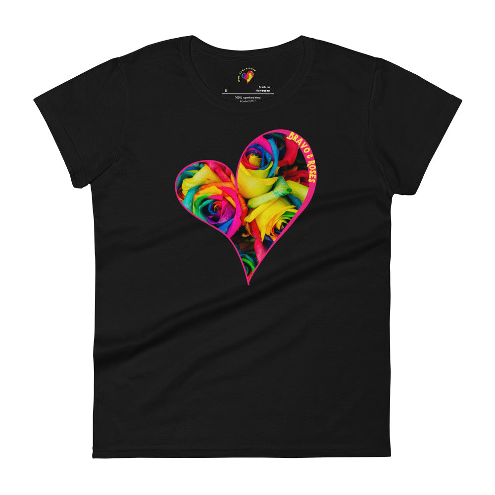 Bravo & Roses Multi- Color Heart Women's Short Sleeve T-Shirt Bouquet
