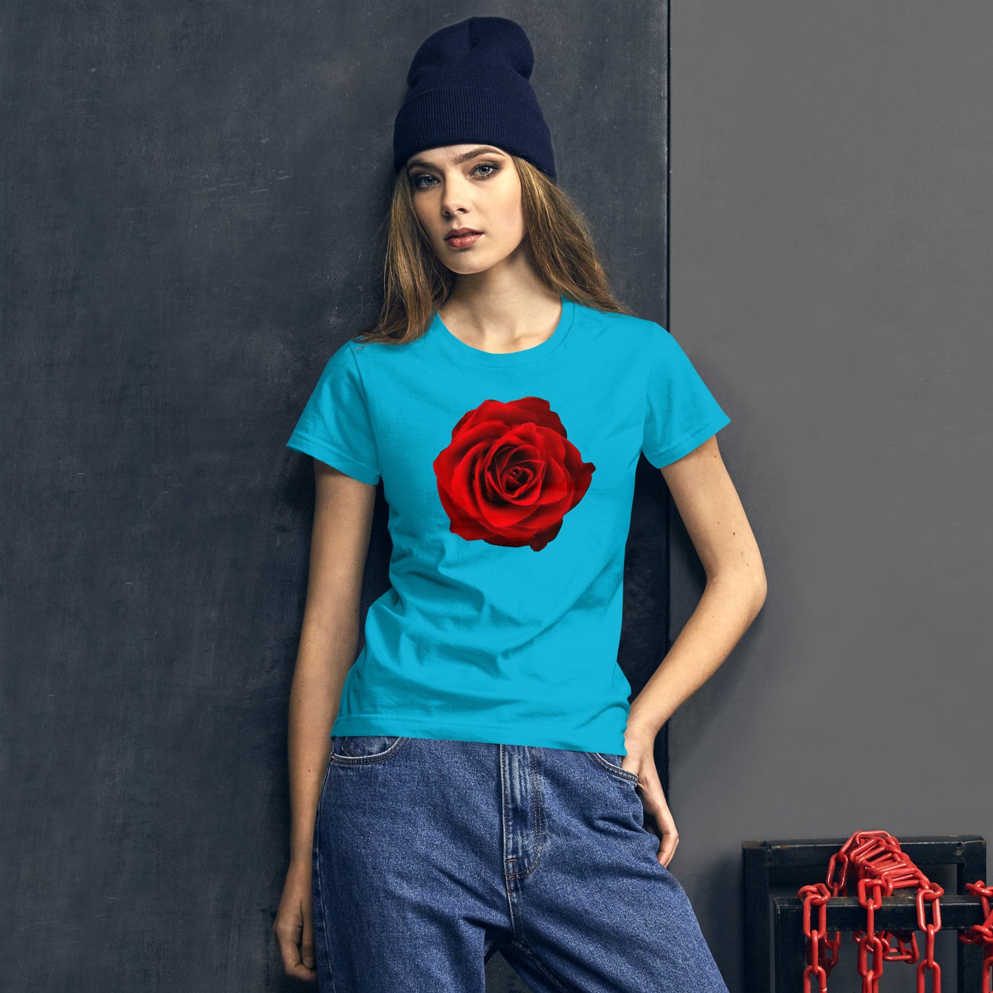 Emote Merch from SpotlYght Seeker - Bravo and Roses Fashion Fit T-Shirt for the Female Artist because artists deserve praise.
