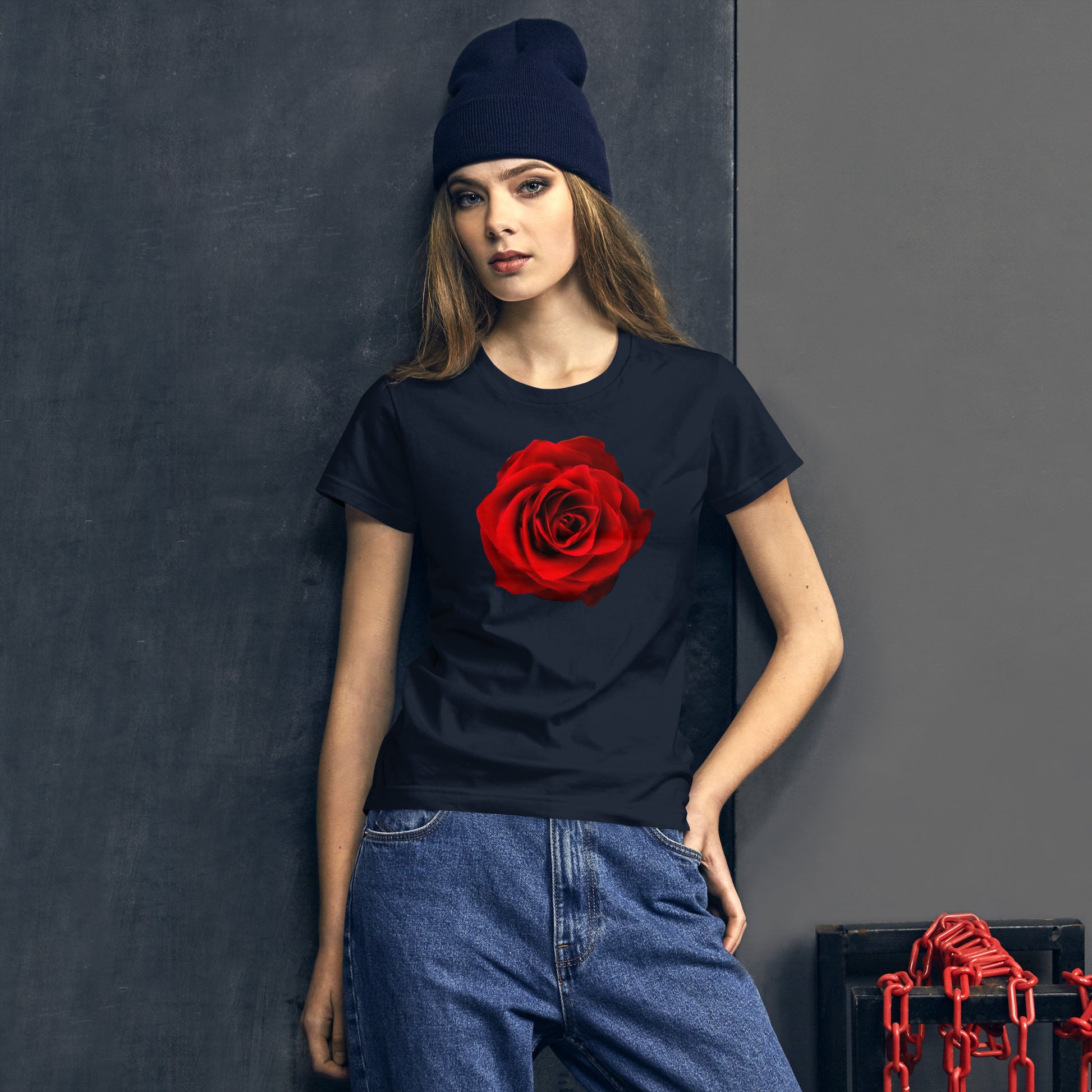 Emote Merch from SpotlYght Seeker - Bravo and Roses Fashion Fit T-Shirt for the Female Artist because artists deserve praise.