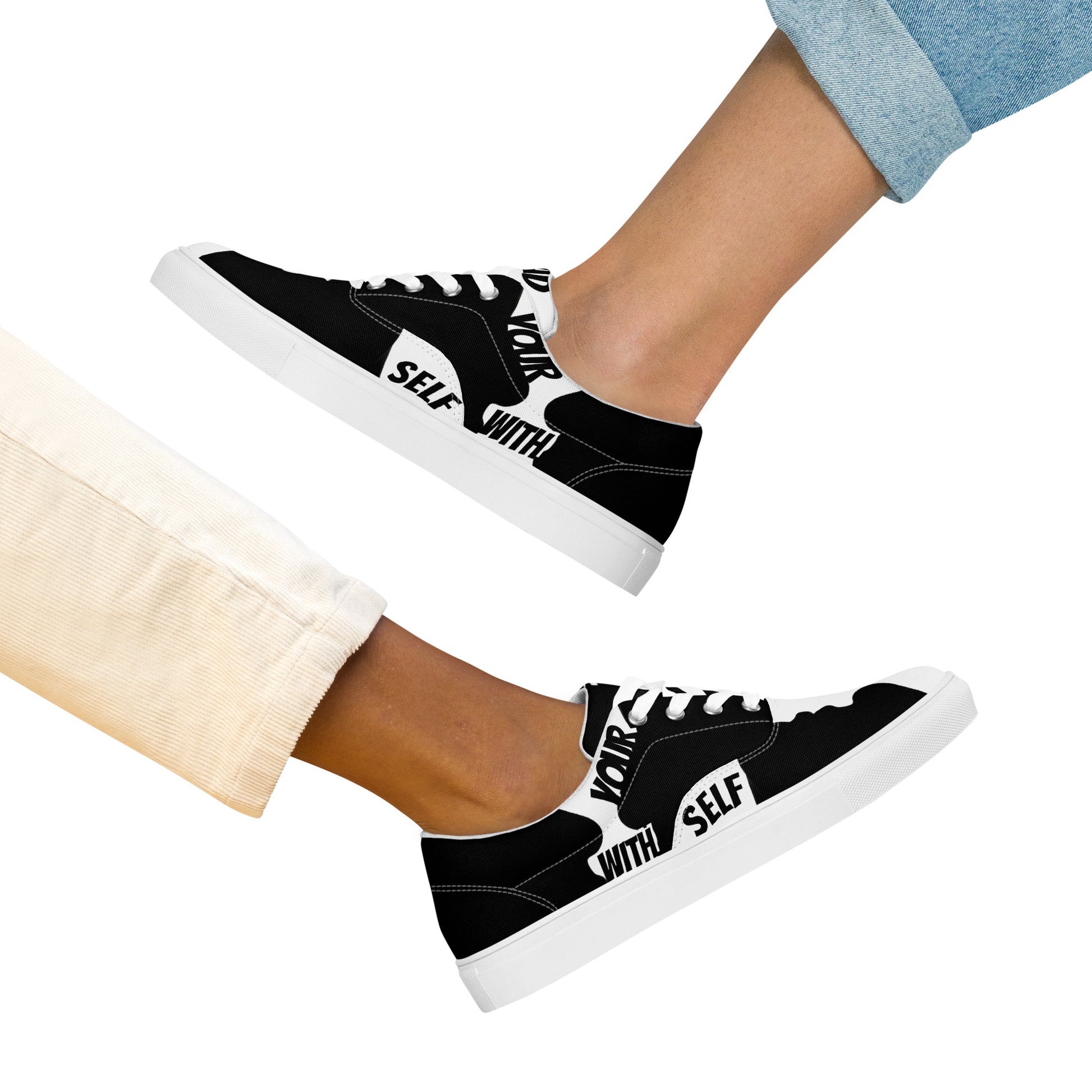 SpotlYght Seeker Woen’s Lace-Up Canvas Shoes in Fresh White – Kick it up in style and express your artistic spirit with this must-have Motivate-Merch. 🎨👟