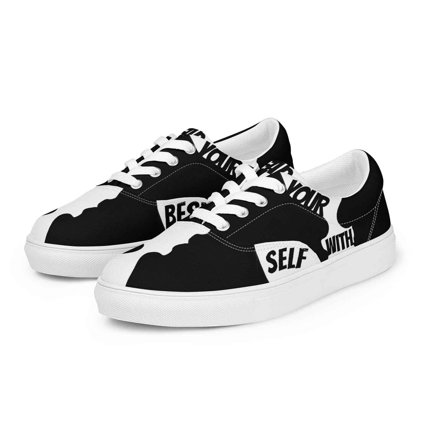 SpotlYght Seeker Woen’s Lace-Up Canvas Shoes in Fresh White – Kick it up in style and express your artistic spirit with this must-have Motivate-Merch. 🎨👟