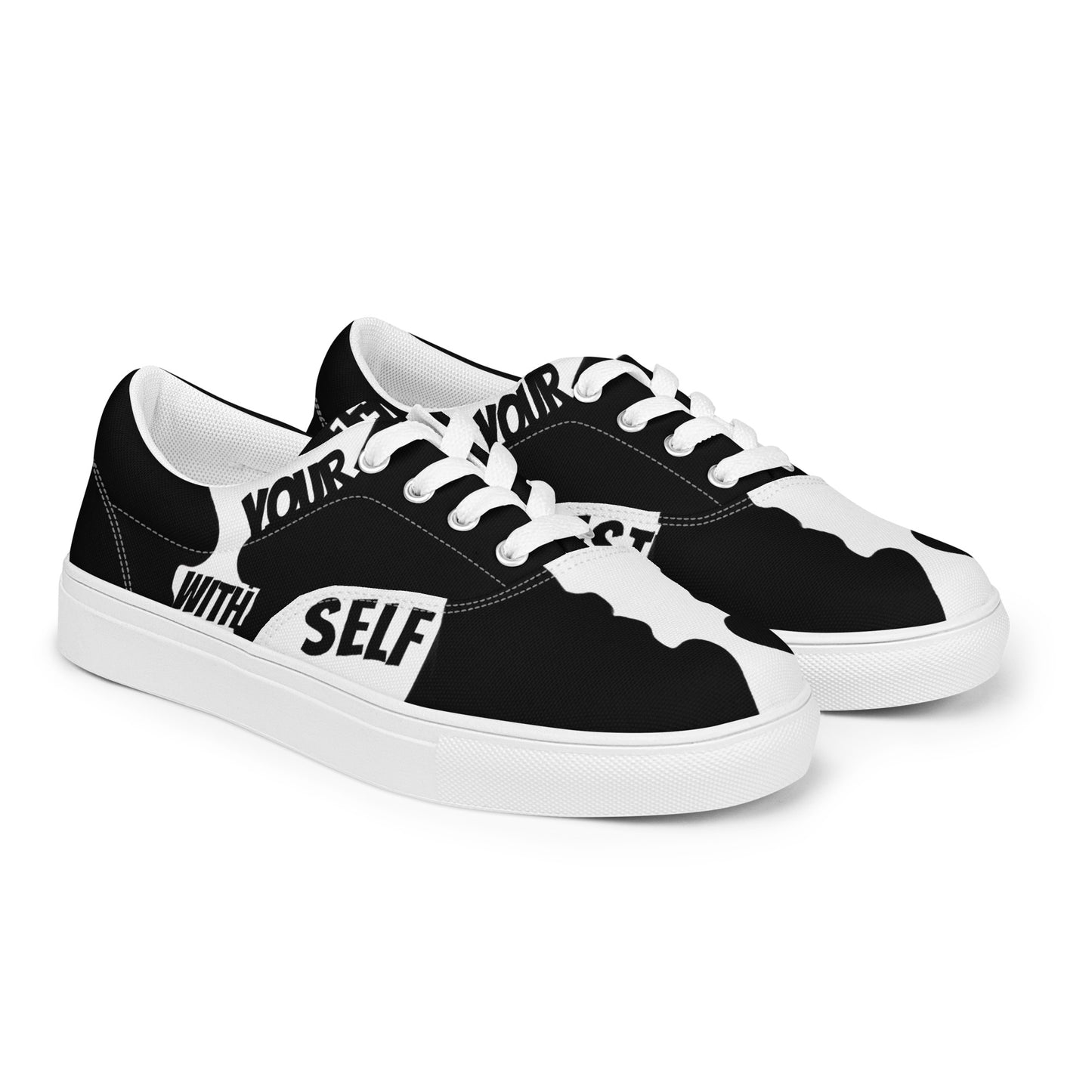 SpotlYght Seeker Woen’s Lace-Up Canvas Shoes in Fresh White – Kick it up in style and express your artistic spirit with this must-have Motivate-Merch. 🎨👟
