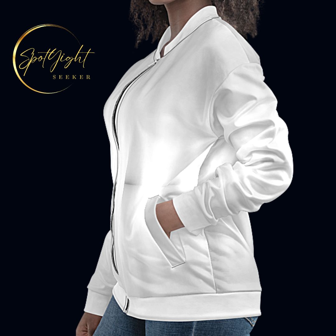 LBS Women's Silver Spotlight Bomber Jacket - White