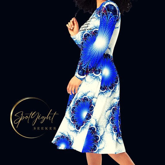 Perpetually Woke Artist Long Sleeve Midi Dress - B&W