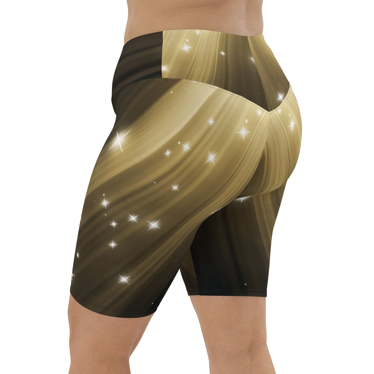 <p class="p1">Female artist shine bright rocking your Gold Spotlyght Biker Shorts<br></p> <p>&nbsp;</p>