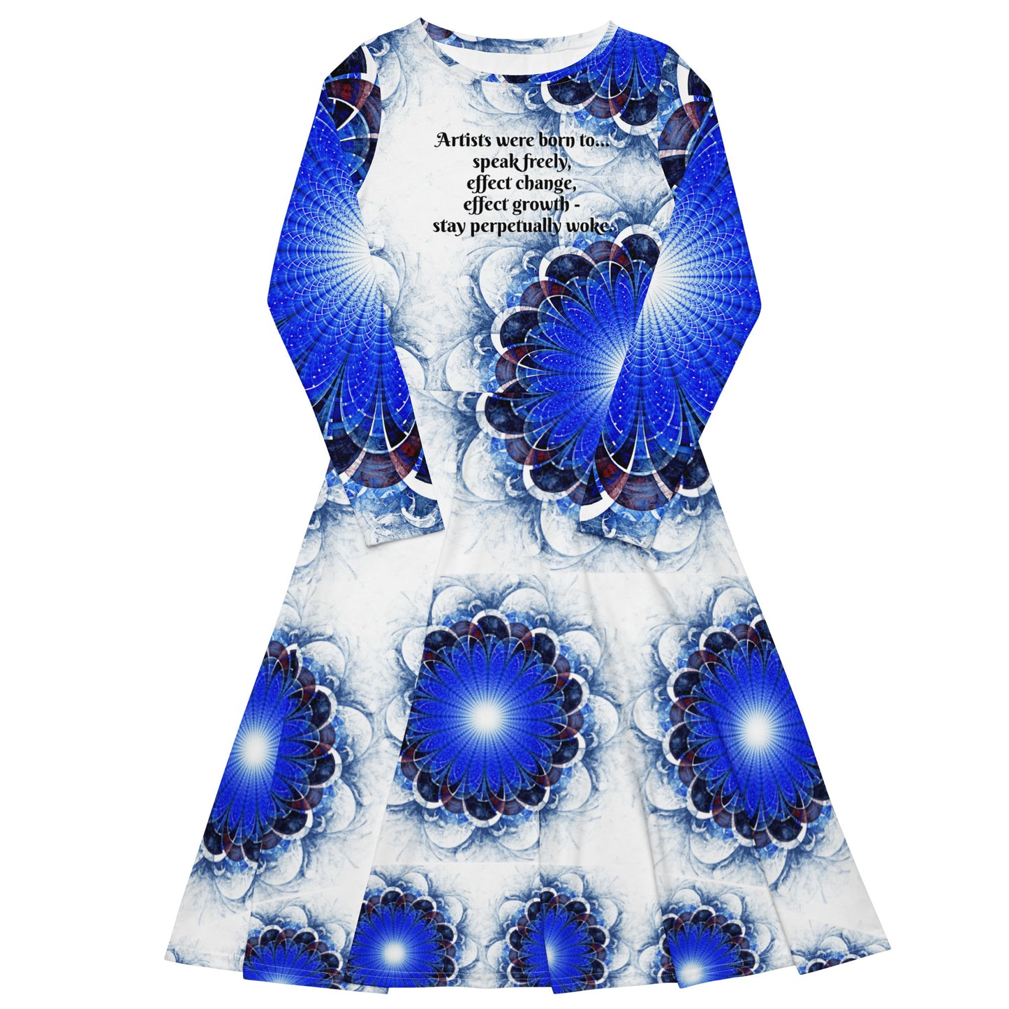 Perpetually Woke Artist Long Sleeve Midi Dress - B&W