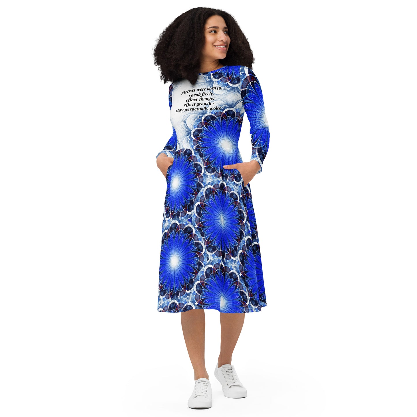 Perpetually Woke Artist Long Sleeve Midi Dress