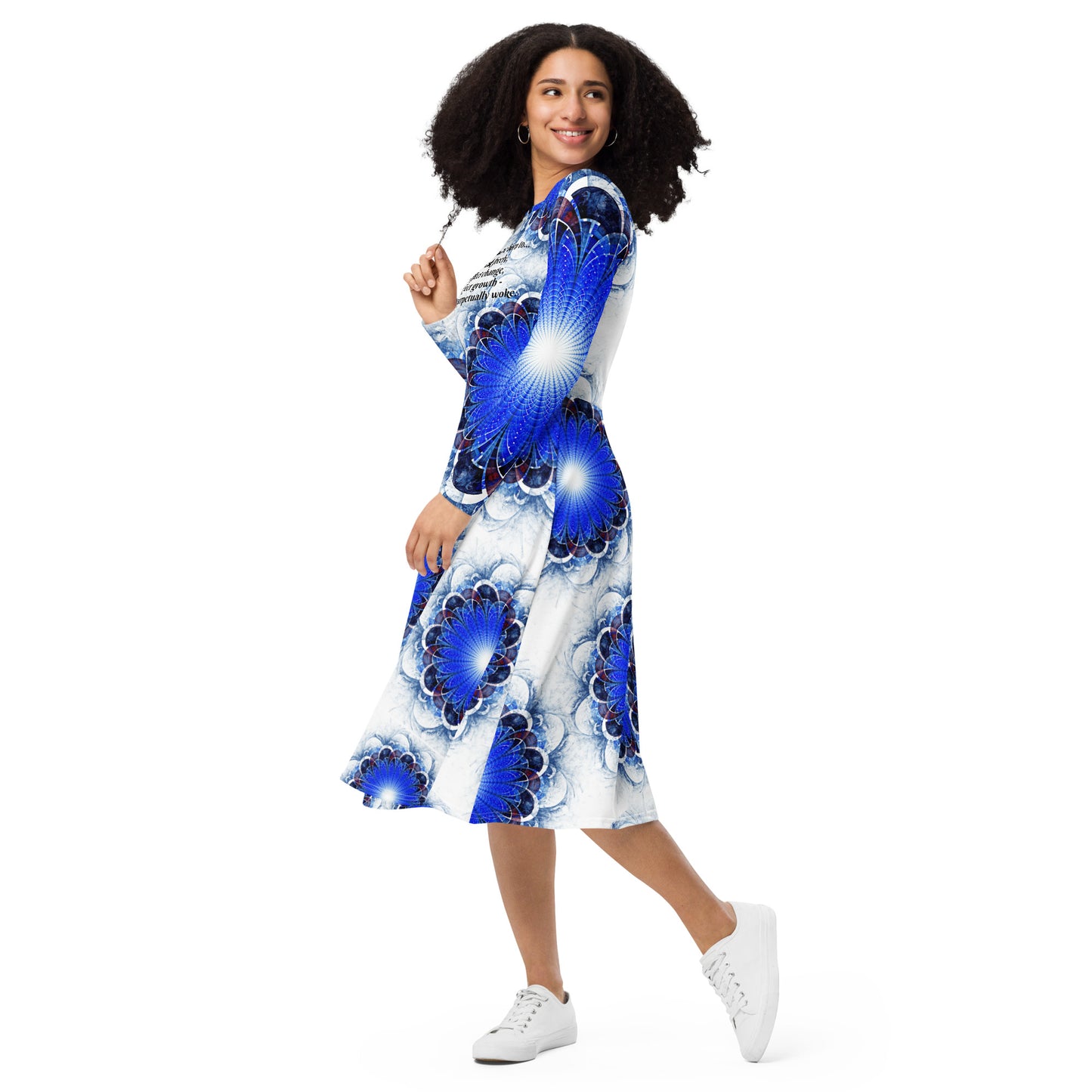 Perpetually Woke Artist Long Sleeve Midi Dress - B&W