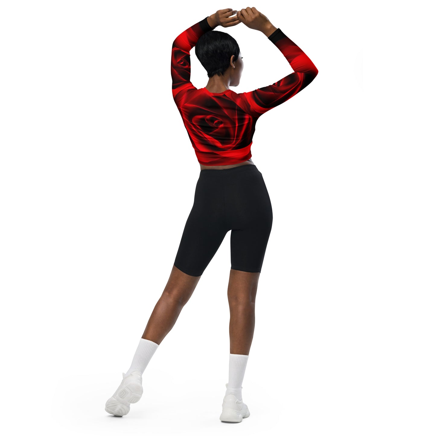 Vibrant Rose Long-Sleeve Crop Top