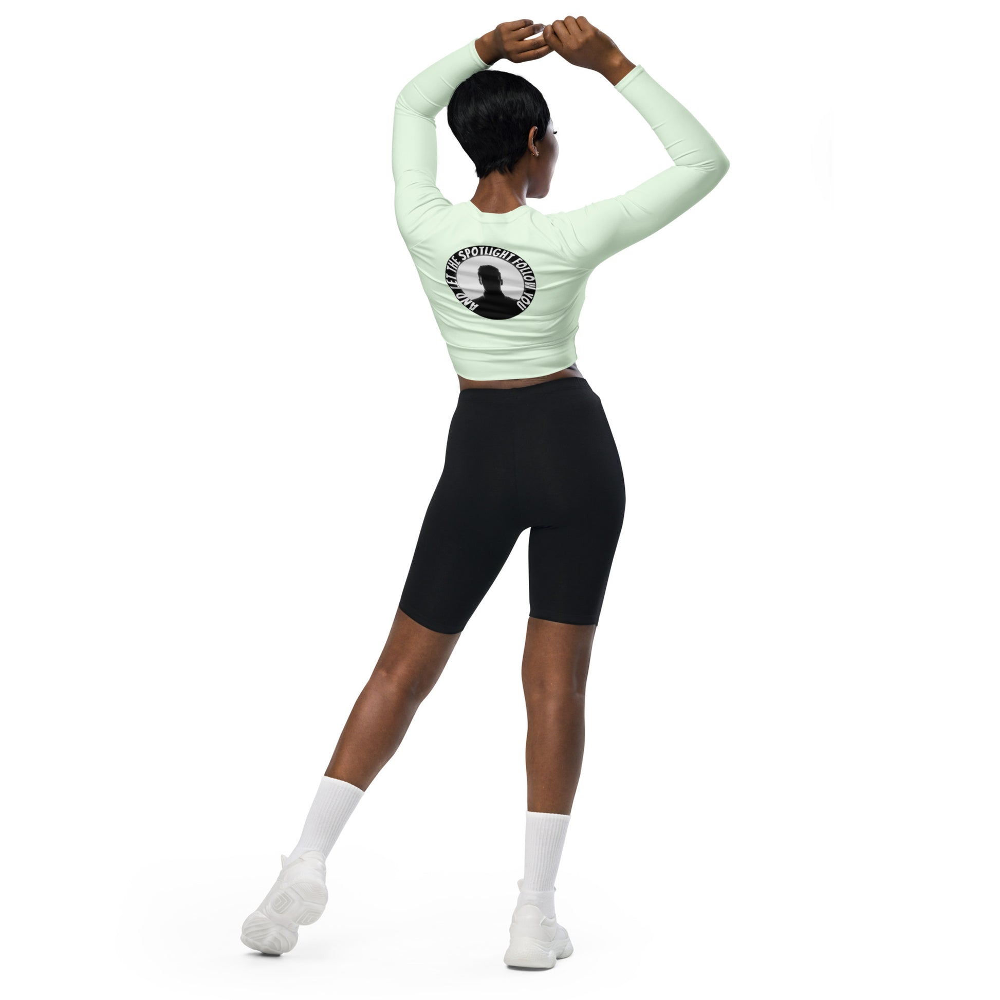 Dynamic Long-Sleeve Crop – Maintain sexy in a bulk fest season with SpotlYght Seeker's design-matched  mint crop top.