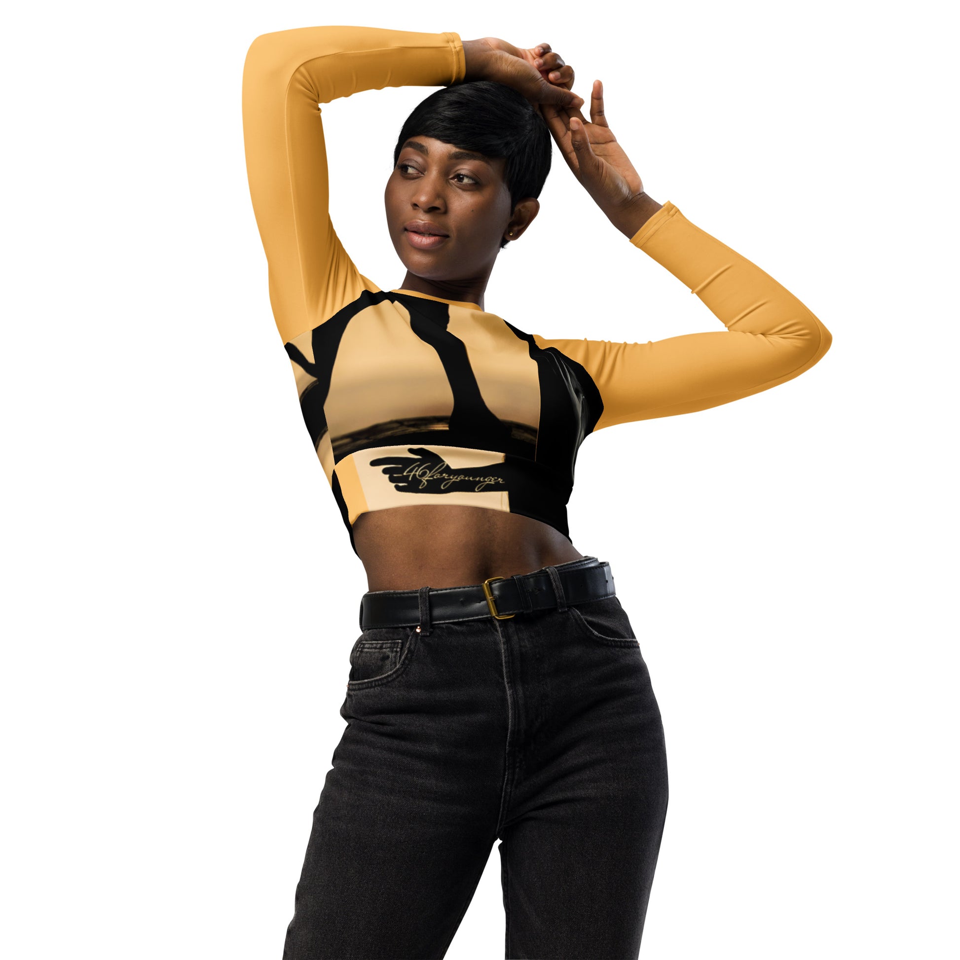 A-Ray of Emotions Long Sleeve Crop Top - AH Chardonnay: A canvas for creativity and artistic elegance, inspired by the profound quote, in the stunning Chardonnay color.