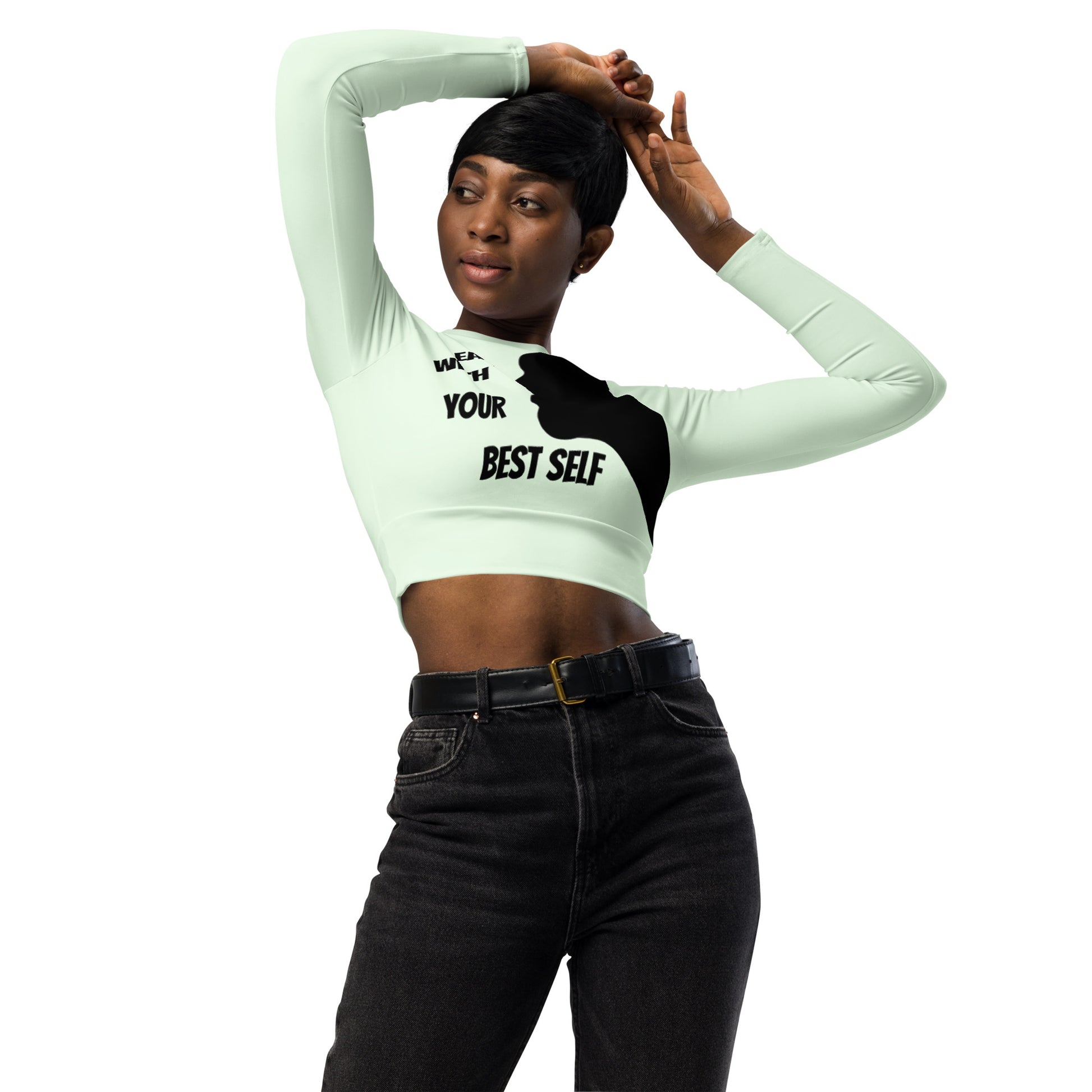Dynamic Long-Sleeve Crop – Maintain sexy in a bulk fest season with SpotlYght Seeker's design-matched  mint crop top.