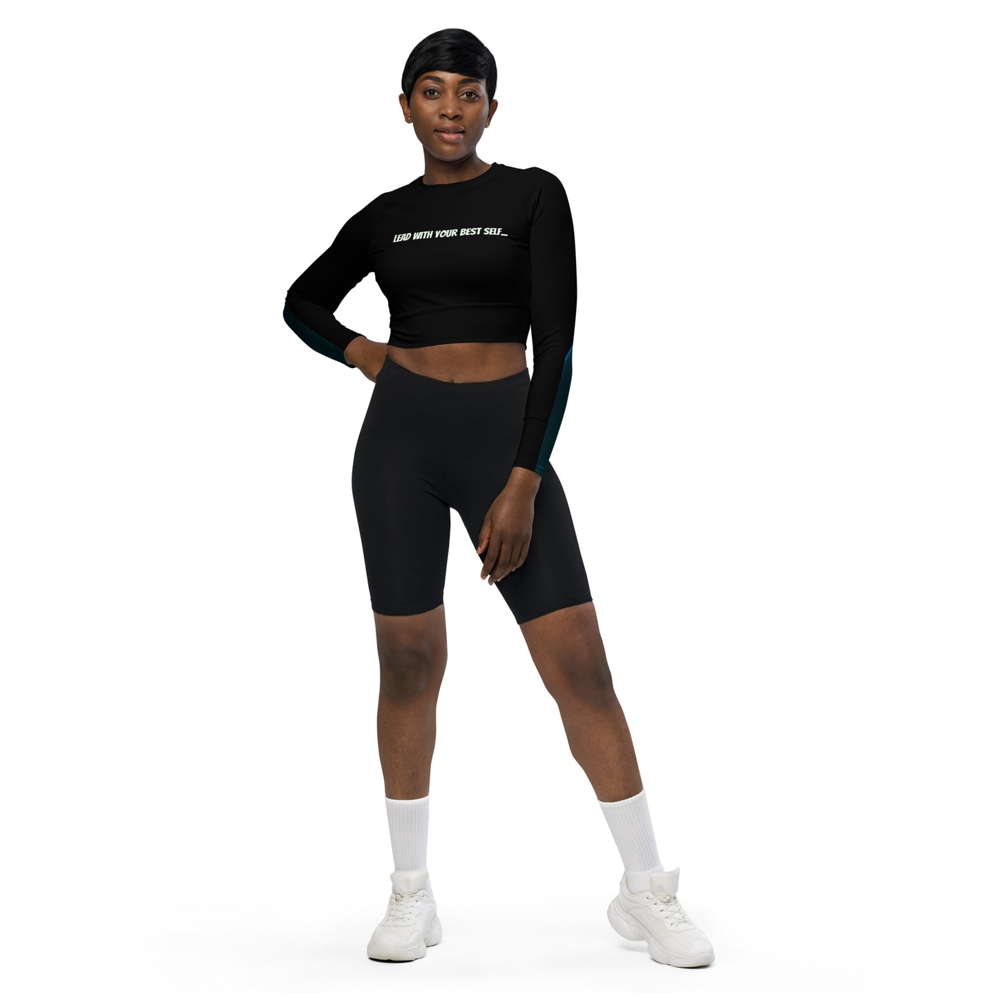 Aqua SpotlYght Long-Sleeve Crop Top
