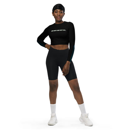 Aqua SpotlYght Long-Sleeve Crop Top
