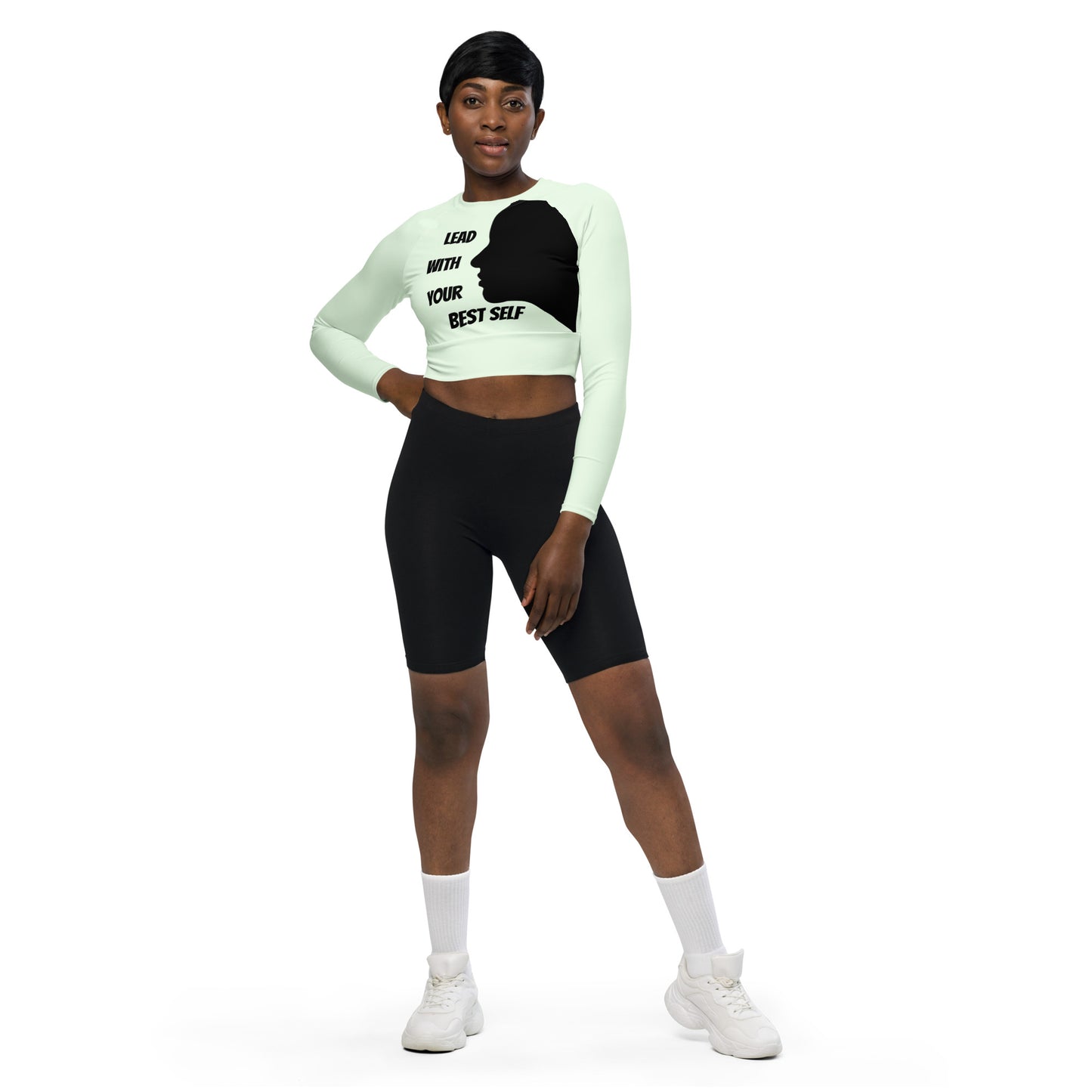 Dynamic Long-Sleeve Crop – Maintain sexy in a bulk fest season with SpotlYght Seeker's design-matched  mint crop top.