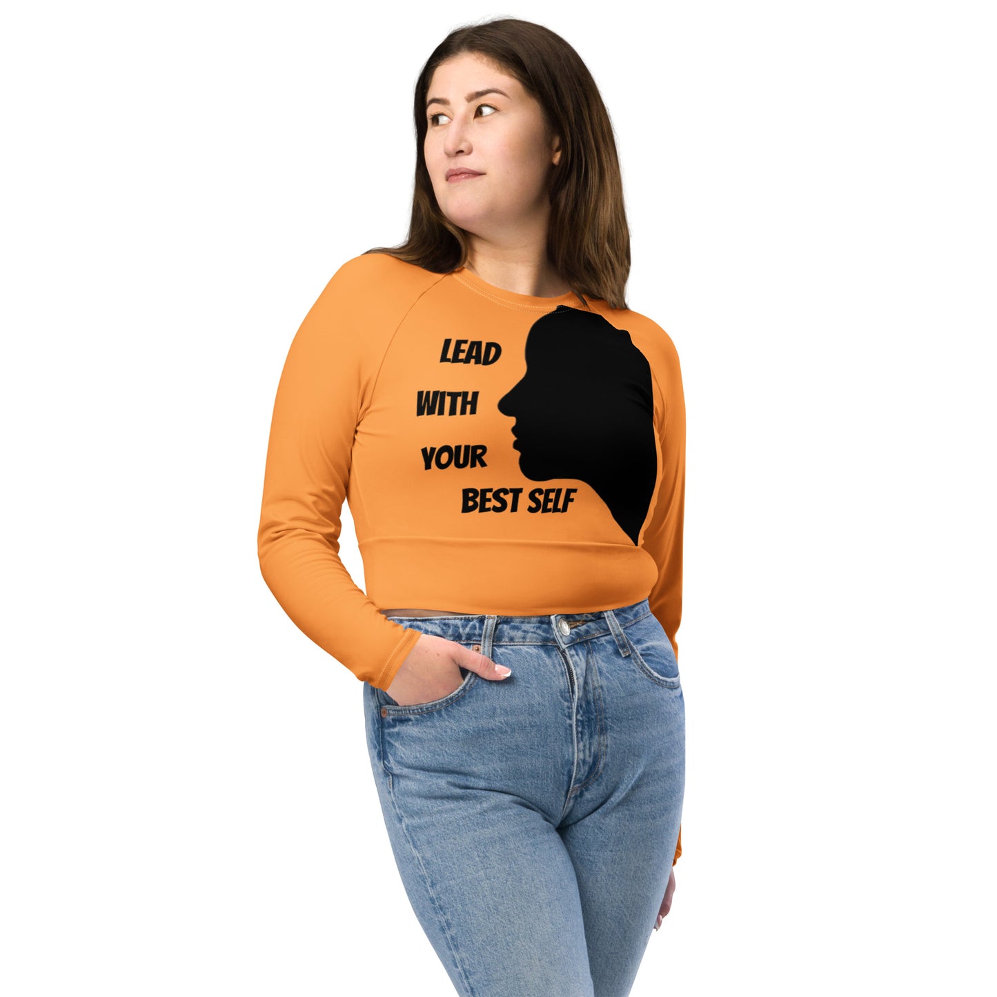LBS Long-Sleeve Crop Top - Orange Face