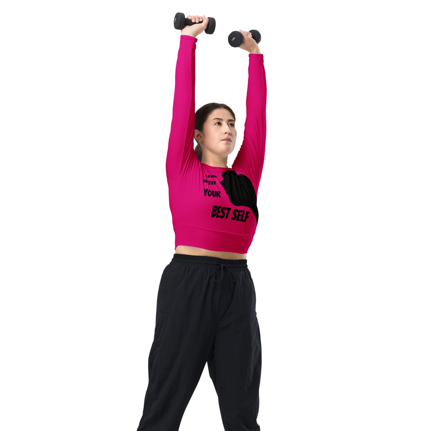 LBS Long-Sleeve Crop Top - Violet Red Face - Plus Size