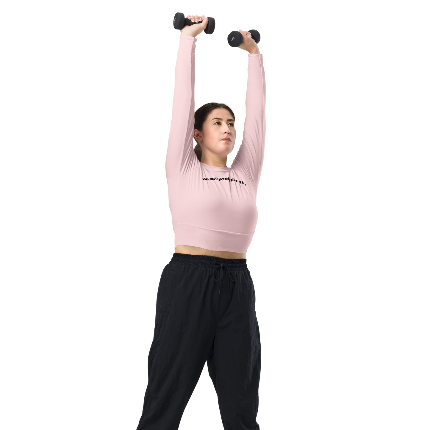 LBS Long-Sleeve Crop Top - Pink - Plus Size