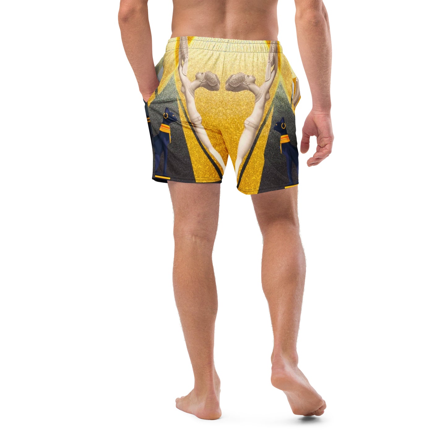 Rock the Egyptian Pyramid SpotlYght Swim – Where Ancient Vibes Meet Modern Waves for the Male Artist