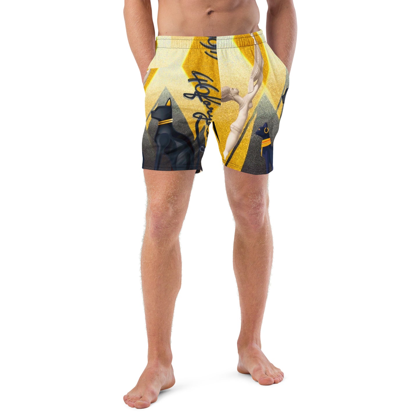 Rock the Egyptian Pyramid SpotlYght Swim – Where Ancient Vibes Meet Modern Waves for the Male Artist
