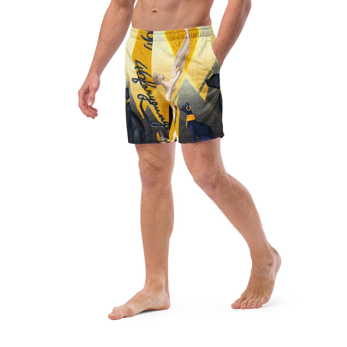 Rock the Egyptian Pyramid SpotlYght Swim – Where Ancient Vibes Meet Modern Waves for the Male Artist